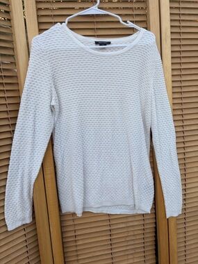 Banana Republic Cream Textured Waffle Knit Pullover